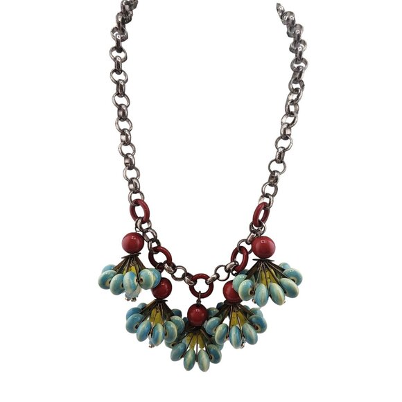 Vintage Glass and Acrylic Drop Necklace (A3179) - Picture 2 of 5